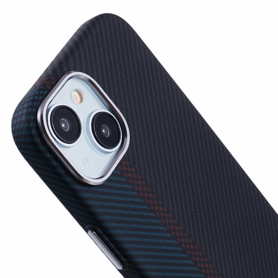 Чехол для iPhone 13, Carbon Fiber MagSafe, черный / синий