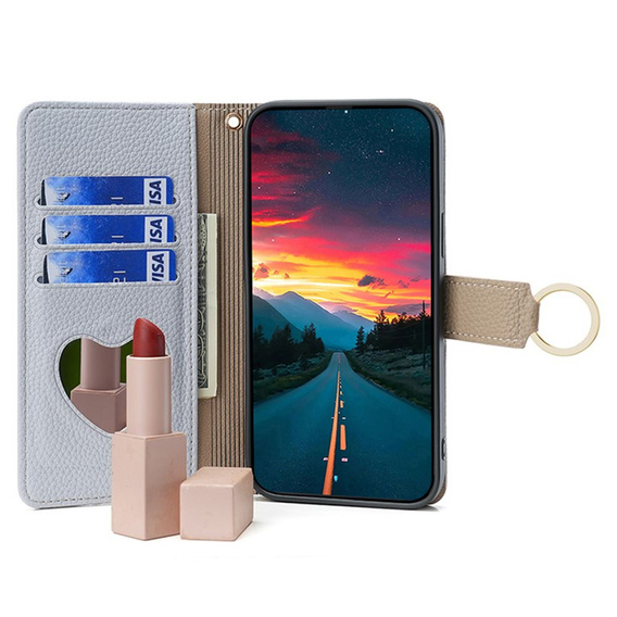 Чохол-книжка для OnePlus 12 5G, Wallet Zipper Pocket, з дзеркалом, м'яти