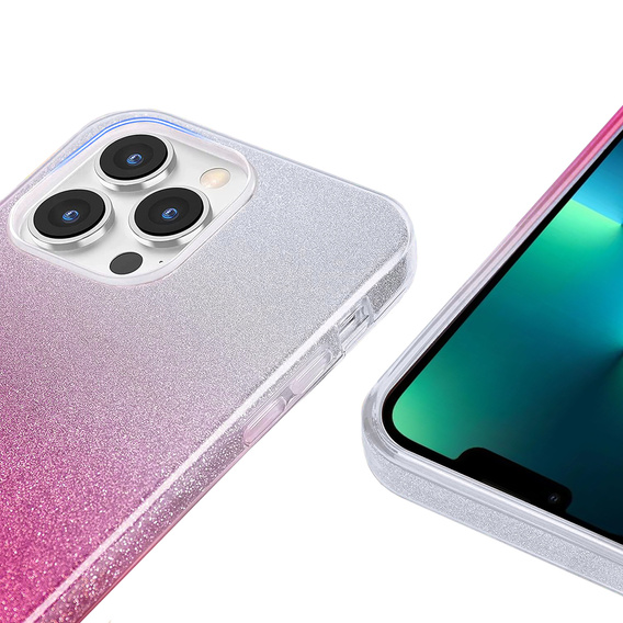 Чехол Glitter Case до iPhone 13 Pro, Silver/Pink