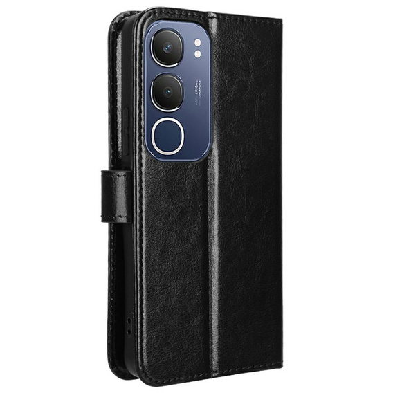 Футляр з клапаном для Vivo Y19s, Crazy Horse Wallet, чорний