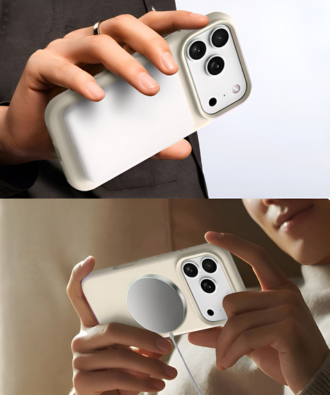 Силиконовый чехол для iPhone 17 Pro, для MagSafe, противоударный, бежевый