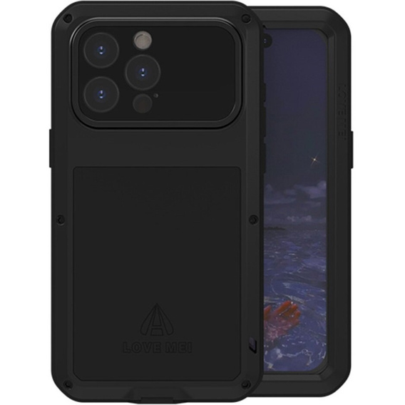 Чехол Love Mei до iPhone 15 Pro Max, armored with glass, чёрный