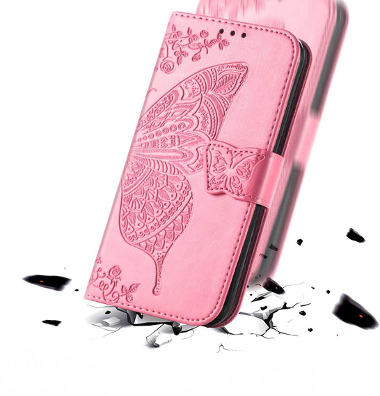Откидной чехол для Motorola Edge 60 / 60 Fusion, Butterfly, розовый rose gold