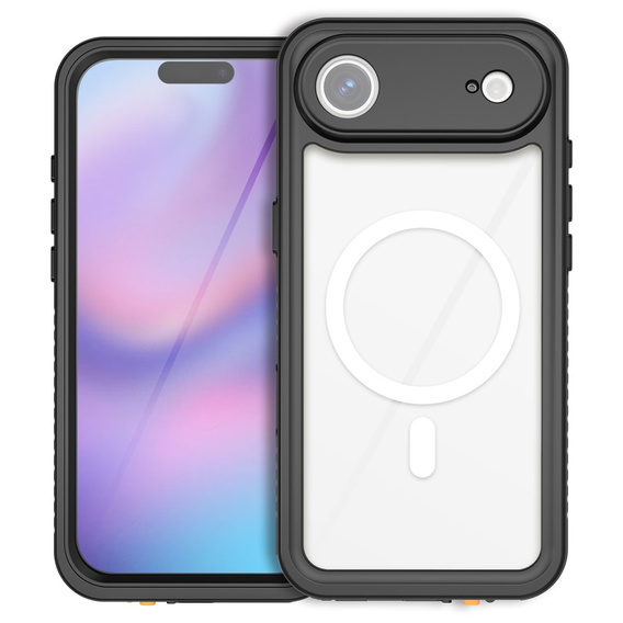 Чехол Redpepper для iPhone Air, водонепроницаемый IP68, для MagSafe, прозрачный с черными боками