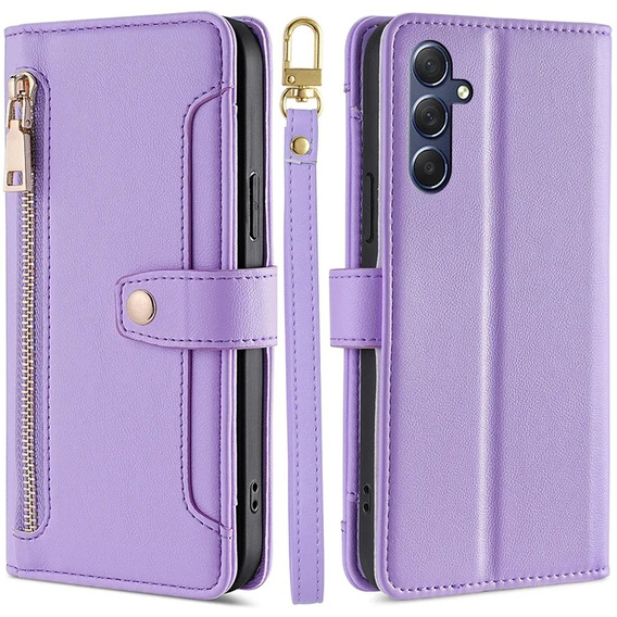 Откидной чехол для Samsung Galaxy A16, Wallet Zipper Pocket, фиолетовый