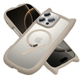 Чехол для iPhone 16 Pro, для MagSafe, Cute Cat, серый + стекло для экрана