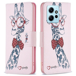 Откидной чехол для Xiaomi Redmi Note 12 4G, Wallet, giraffe, розовый