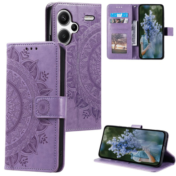 Откидной чехол для Xiaomi Redmi Note 13 Pro+, Mandala, фиолетовый