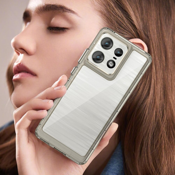 Чoхол до Motorola Edge 50 Pro, Fusion Hybrid, прозорий / сірий
