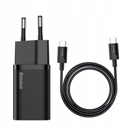 Мережевий зарядний пристрій Baseus Super Si PD 25 Вт USB-C + кабель USB-C, чорний