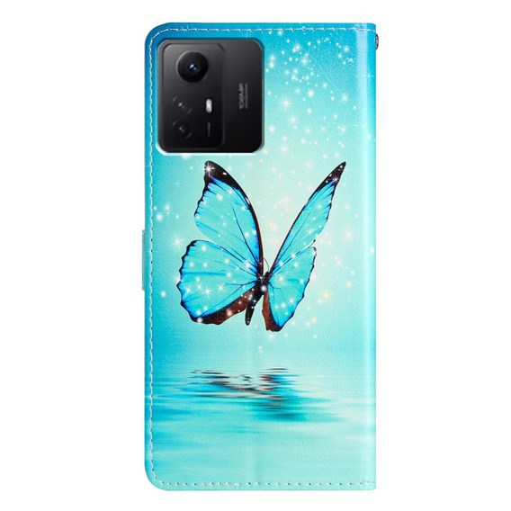 Откидной чехол для Xiaomi Redmi Note 12S, Wallet, butterfly, синий