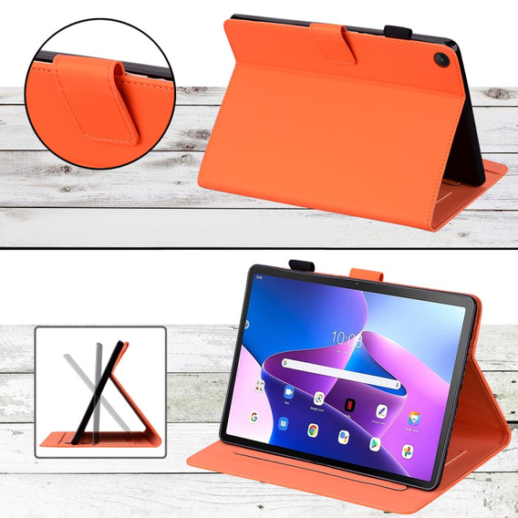 Чехол для Lenovo Tab M10 Plus 10.6 Gen 3, с клапаном, animal, оранжевый