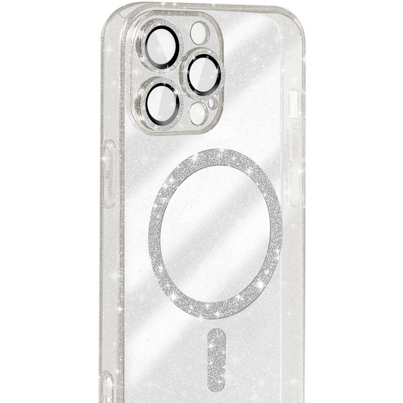 Чохол для iPhone 16 Pro Max, ERBORD Glitter MagSafe, прозорий + Скло для екрану