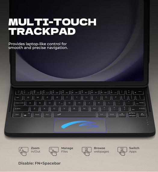 Магнитный чехол Dexnor с клавиатурой и тачпадом для Samsung Galaxy Tab A9+