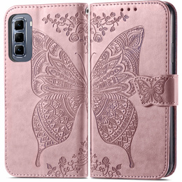 Откидной чехол для Infinix Hot 50 Pro+ 4G, Butterfly, розовый rose gold
