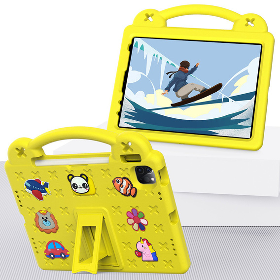 Дитячий чохол для планшета iPad 10.9 2022 10 Gen, Cute Patterns, з підставкою, жовтий