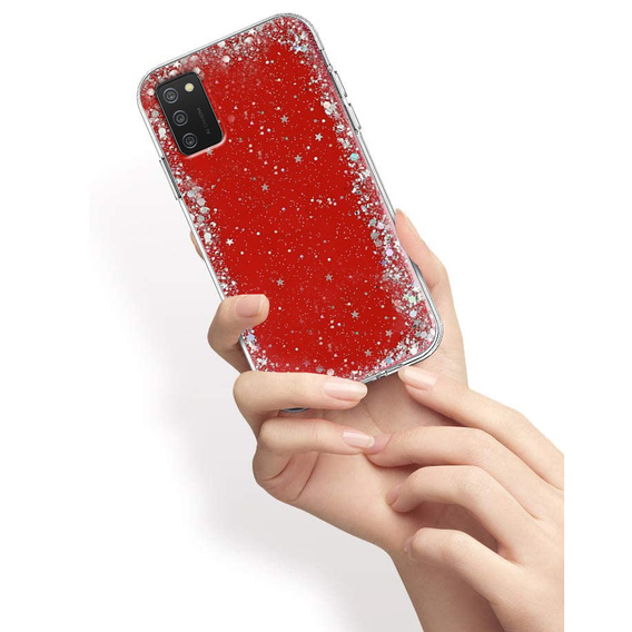 Чехол до Samsung Galaxy A02s, Glittery, красный