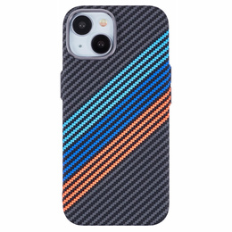 Чехол для iPhone 13, Carbon Fiber MagSafe, темно-синий