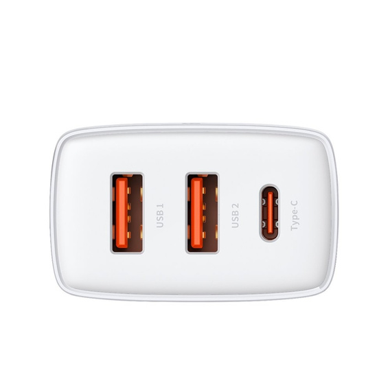 Зарядний пристрій BASEUS 2xUSB + USB Type-C, 30W - White