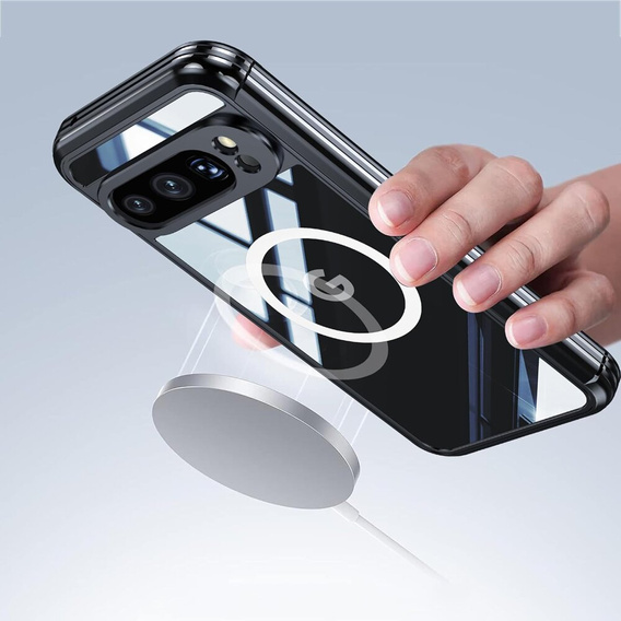 Чехол для Google Pixel 9 Pro XL, Shockproof, со стеклом, для MagSafe, чёрный