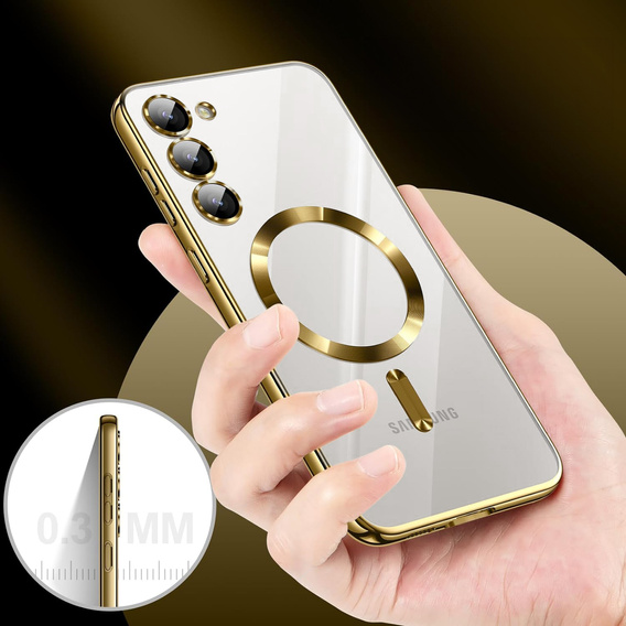 Чохол для Samsung Galaxy S25, Electro MagSafe, золотий + Скло на екран