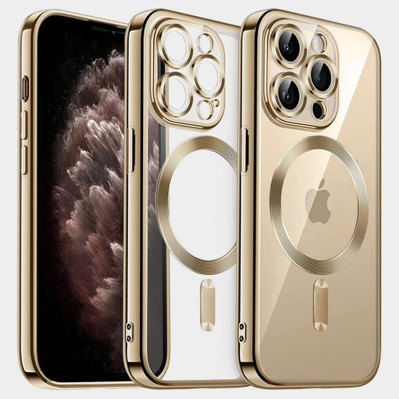 Чехол для iPhone 11 Pro, Electro MagSafe, золотой + стекло для экрана