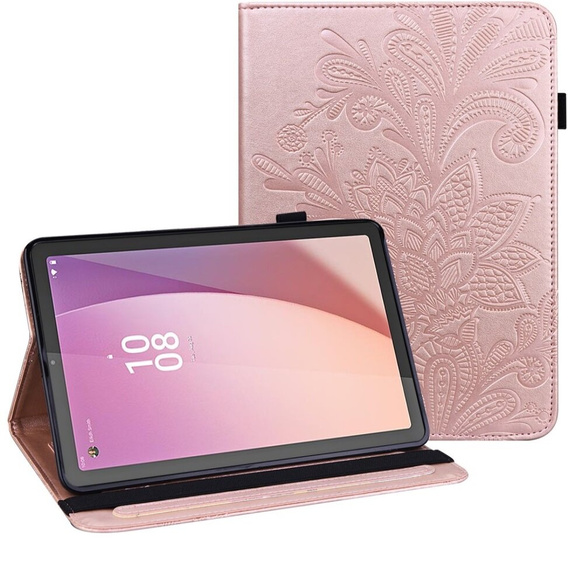 чехол-крышка для Lenovo Tab M9, flower, розовый rose gold