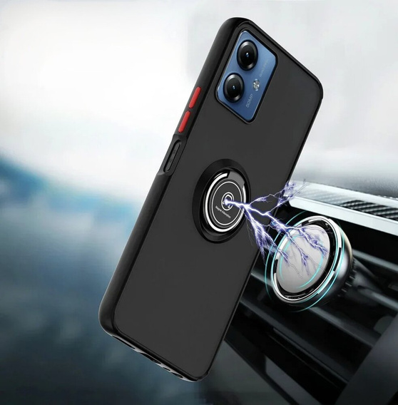 Чохол для Motorola Moto E14, Frosted Ring, чорний