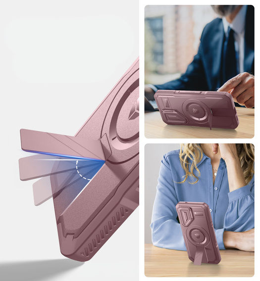 Бронированный чехол для Samsung Galaxy S25, Dexnor CamProtect MagSafe, розовый (Две рамки)