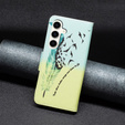 Откидной чехол для Samsung Galaxy S23 FE, Wallet, Feather синий / жёлтый
