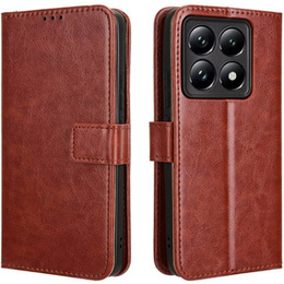Откидной чехол для Xiaomi 14T, Crazy Horse Wallet, коричневый