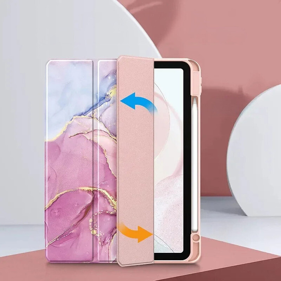 Чехол для iPad 10.9" 2022 (10 gen.), Smartcase Hybrid, с местом для стилуса, Marble розовый