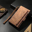 Откидной чехол для Honor Magic 6 Lite 5G, Wallet Zipper Pocket, коричневый