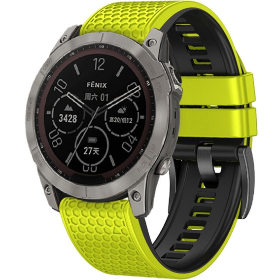 Силиконовый ремешок для Garmin Fenix 7 / Forerunner 965 / 955 / 945 / 935, жёлтая / черный 