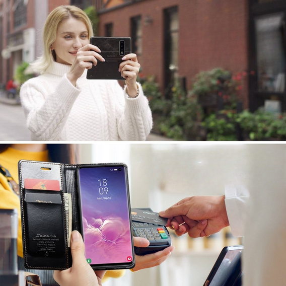 Флип-кейс CASEME для Samsung Galaxy S10+ Plus, Waxy Textured, чёрный