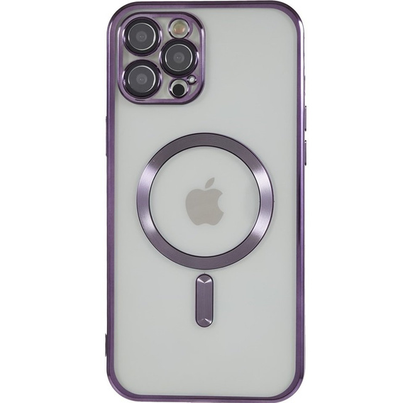 Чехол для iPhone 12 Pro, Electro MagSafe, фиолетовый + стекло для экрана