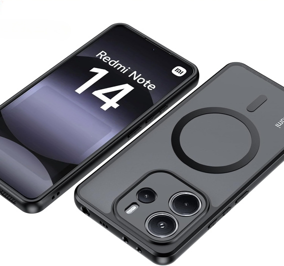 Чохол для Xiaomi Redmi Note 14 4G, для MagSafe, ERBORD Matt Case, чорний + захисне скло