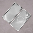Магнітний чохол Dual Glass MagSafe для Samsung Galaxy S22 Ultra, сріблястий