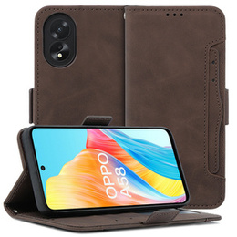 Откидной чехол для Oppo A58 4G, Card Slot, коричневый