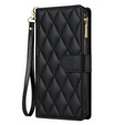 Чохол-сумка для Samsung Galaxy A56 5G, Rhombus Crossbody Leather, чорний
