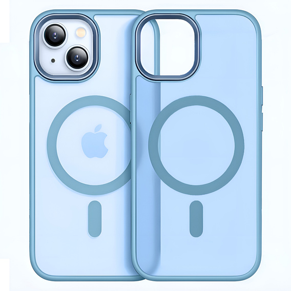 Чохол для iPhone 13, для MagSafe, ERBORD Matt Case, синій + захисне скло