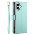 Откидной чехол для iPhone 16, Wallet Zipper Pocket, зелёный