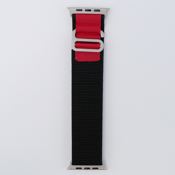 Нейлоновый ремешок для Apple Watch 1/2/3/4/5/6/7/8/SE/ULTRA 42/44/45/49 мм, чёрный / красная