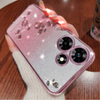 Чохол для Infinix Hot 30, Glitter Flower, рожевий rose gold