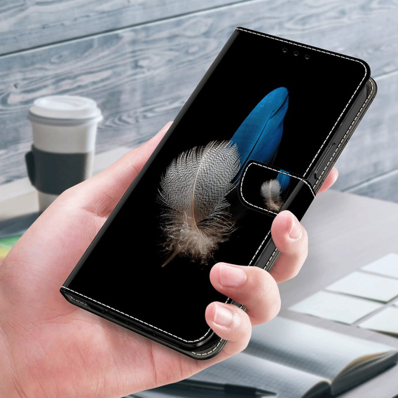 Откидной чехол для Xiaomi Redmi Note 12 4G, Wallet, feathers, чёрный