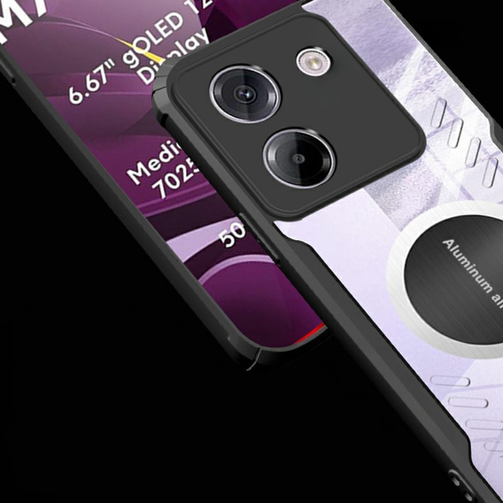 Чохол для Xiaomi Poco M7 Pro 5G, з магнітною пластиною, прозорий / чорний