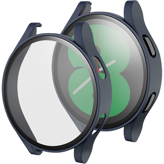 Силиконовый футляр со встроенным защитным стеклом до Samsung Galaxy Watch4 40mm, темно-синий