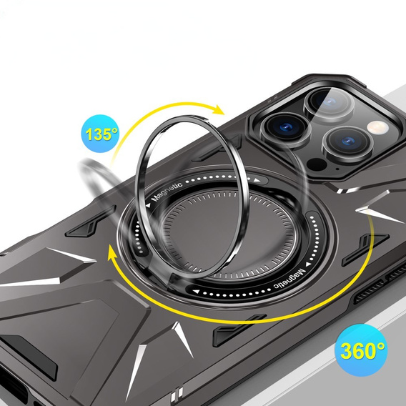 Чохол для iPhone 16 Pro Max, броньований з підставкою та ручкою, сірий