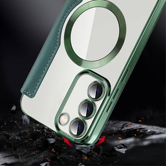 Откидной чехол для Samsung Galaxy S23, Wallet, MagSafe, зелёный