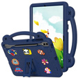 Детский чехол для Samsung Galaxy Tab S9 FE+ Plus, Cute Patterns, с подставкой, тёмно-синий